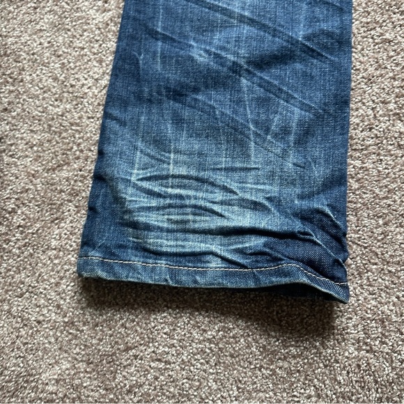 Y2K Almost Famous Distressed Low Rise Blue Denim Bootcut Jeans Juniors Size 9 - Picture 14 of 16